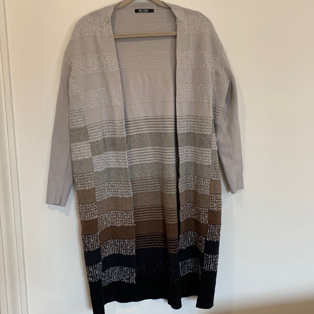 NIC+ZOE Striped Cardigan in Neutral Tones